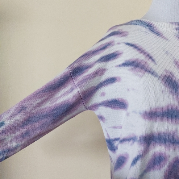 Design History Medium Purple Tie Dye Trippy Ribbed Thick Knit Sweater Womens - Picture 8 of 10
